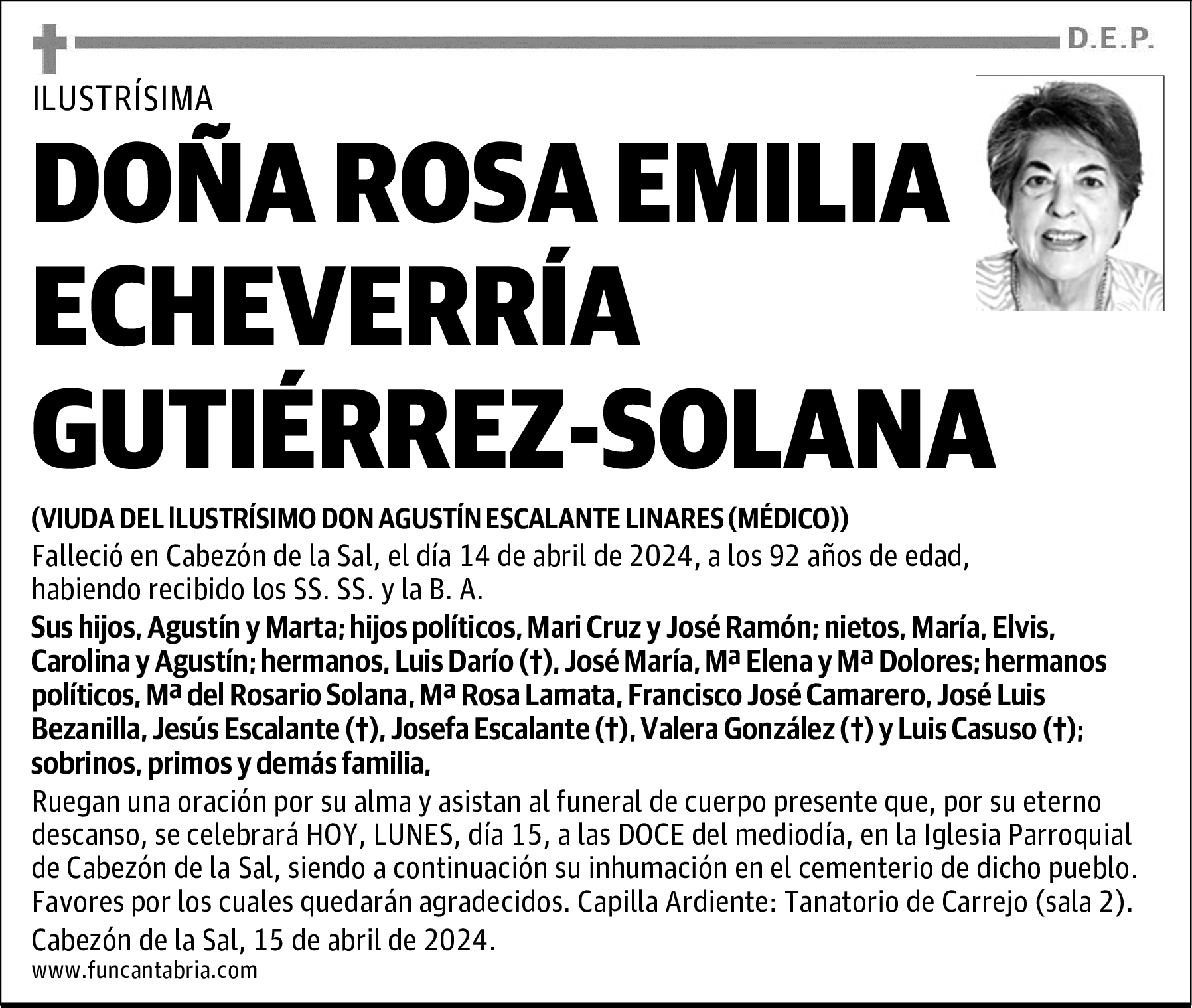 DOÑA ROSA EMILIA ECHEVERRÍA GUTIÉRREZ-SOLANA