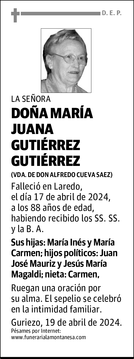 DOÑA MARÍA JUANA GUTIÉRREZ GUTIÉRREZ