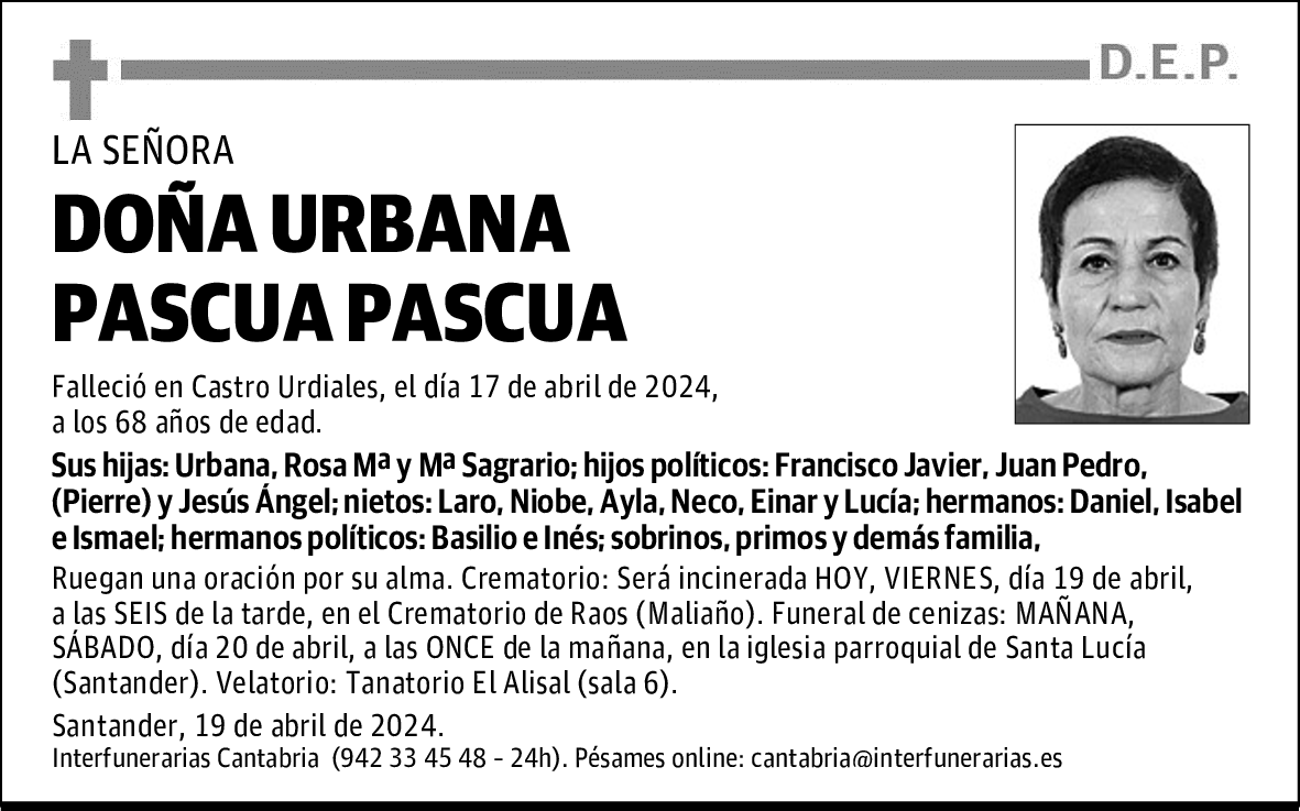 DOÑA URBANA PASCUA PASCUA