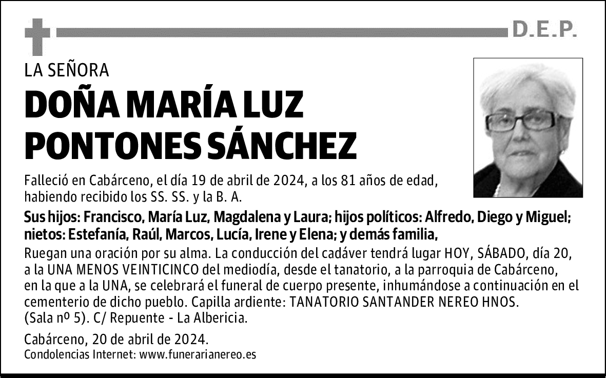 DOÑA MARÍA LUZ PONTONES SÁNCHEZ