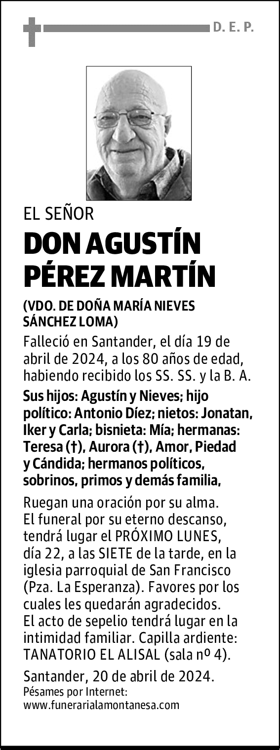 DON AGUSTÍN PÉREZ MARTÍN
