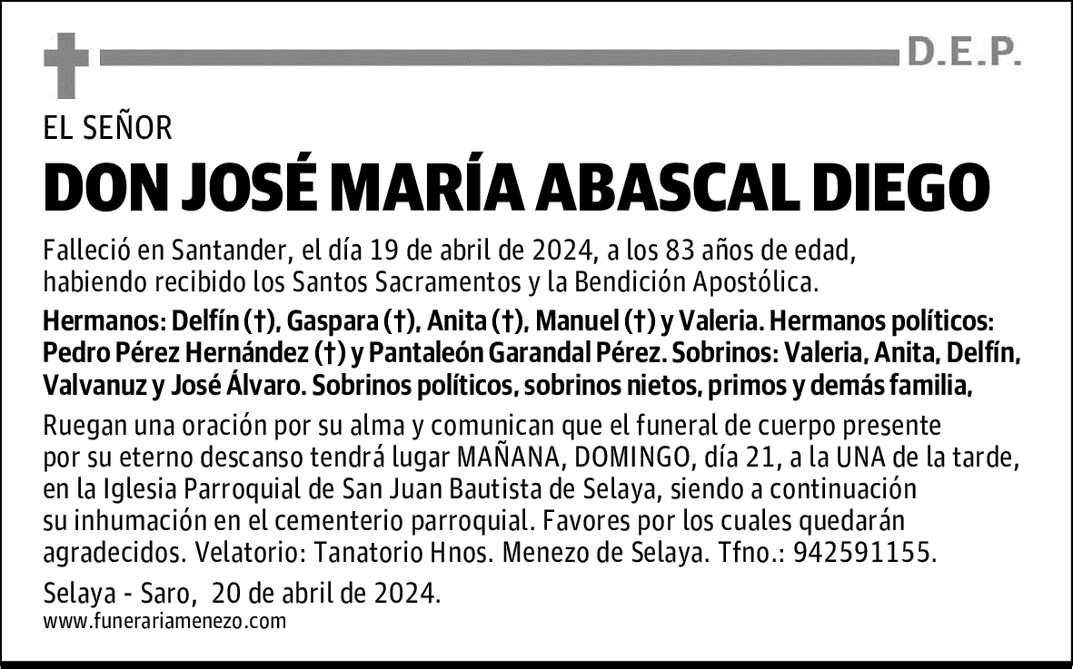 DON JOSÉ MARÍA ABASCAL DIEGO