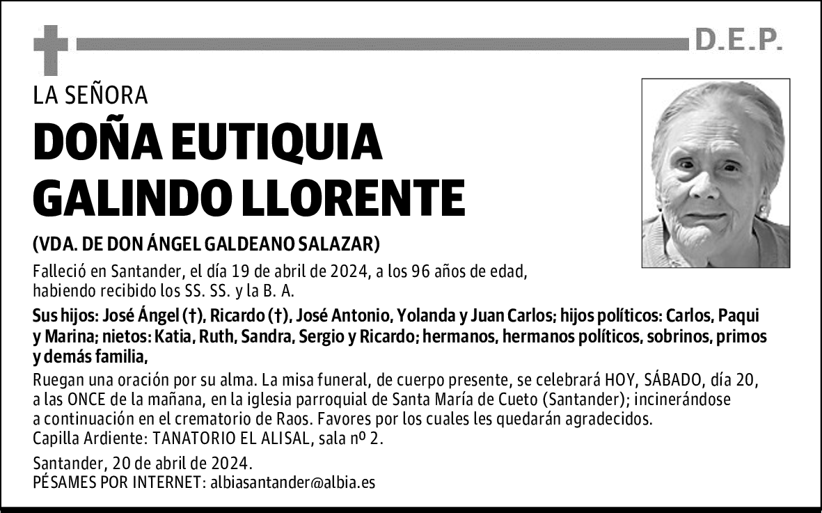 DOÑA EUTIQUIA GALINDO LLORENTE