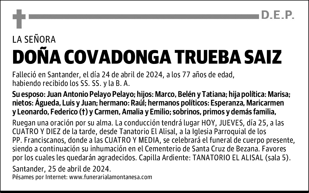 DOÑA COVADONGA TRUEBA SAIZ