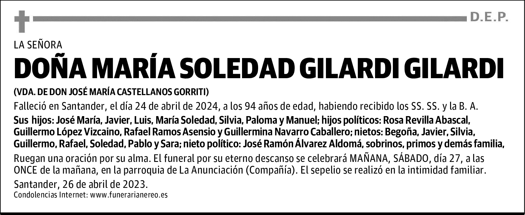 DOÑA MARÍA SOLEDAD GILARDI GILARDI