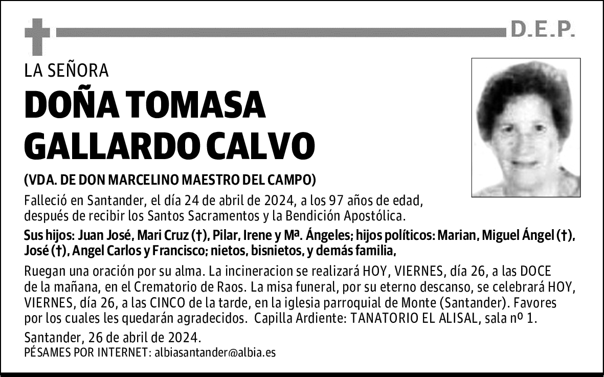 DOÑA TOMASA GALLARDO CALVO