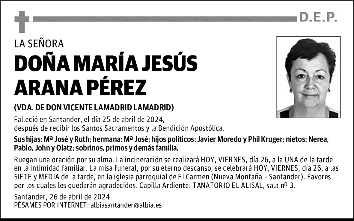DOÑA MARÍA JESÚS ARANA PÉREZ