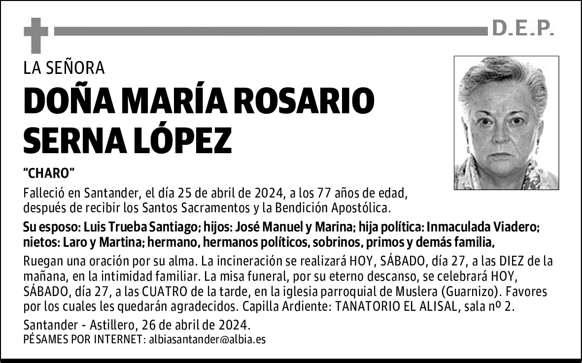 DOÑA MARÍA ROSARIO SERNA LÓPEZ