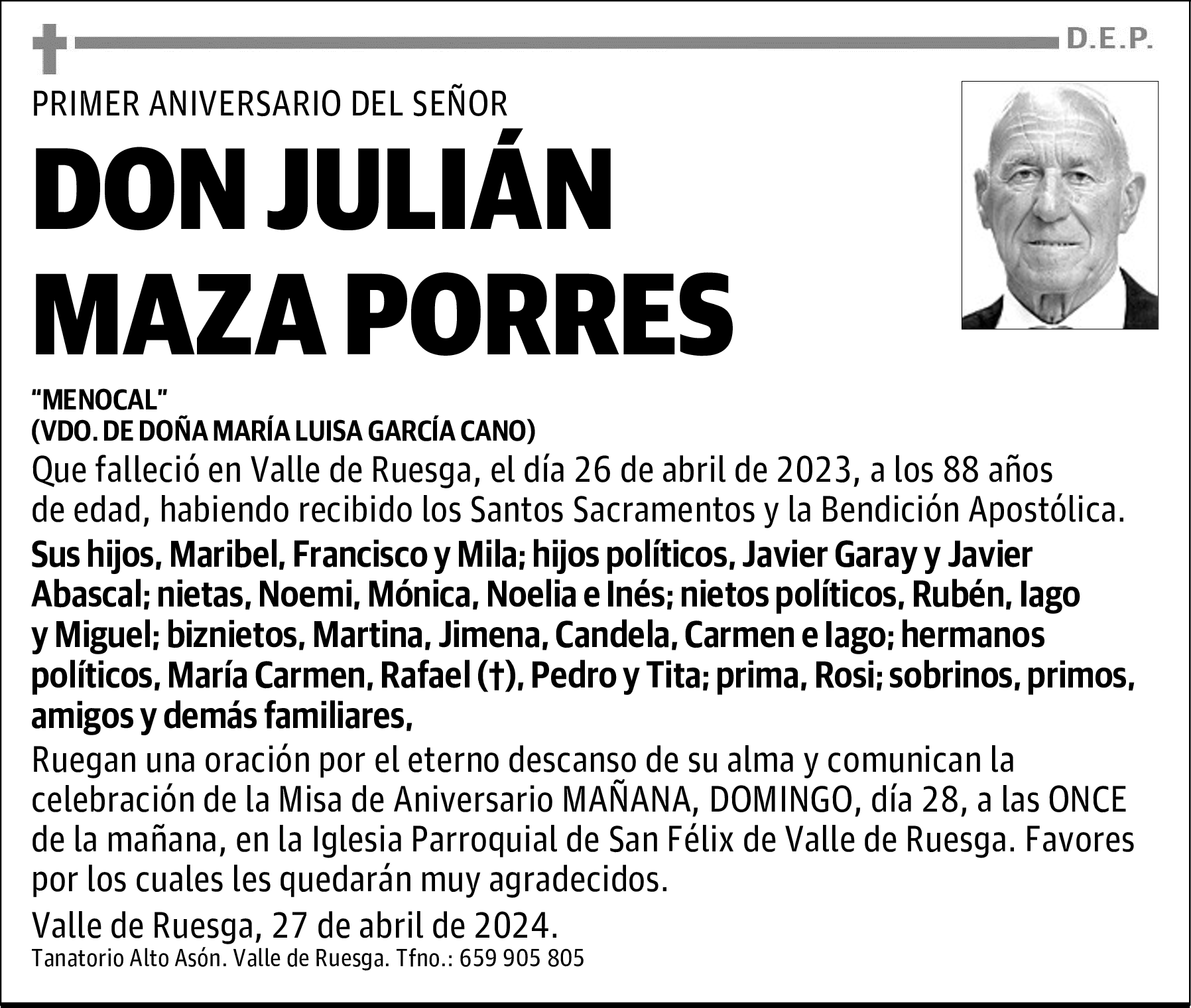 DON JULIÁN MAZA PORRES