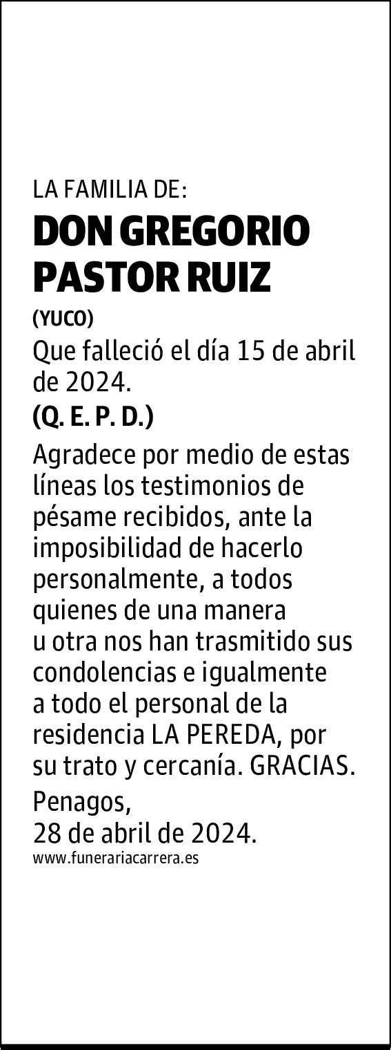 DON GREGORIO PASTOR RUIZ
