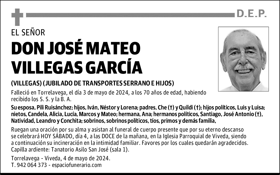 DON JOSÉ MATEO VILLEGAS GARCÍA