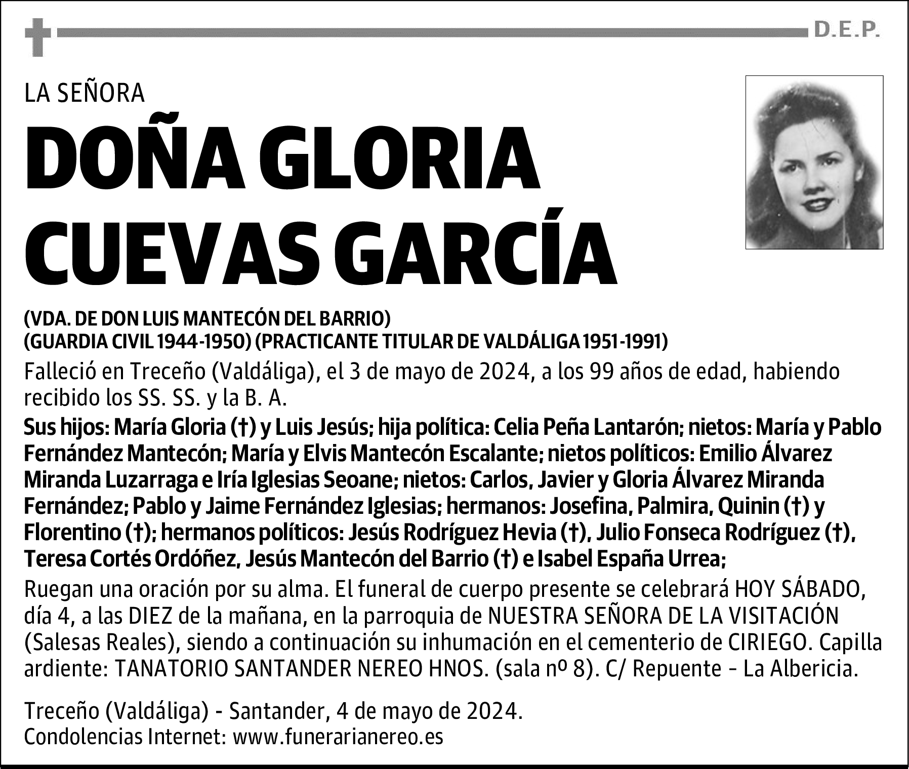 DOÑA GLORIA CUEVAS GARCÍA