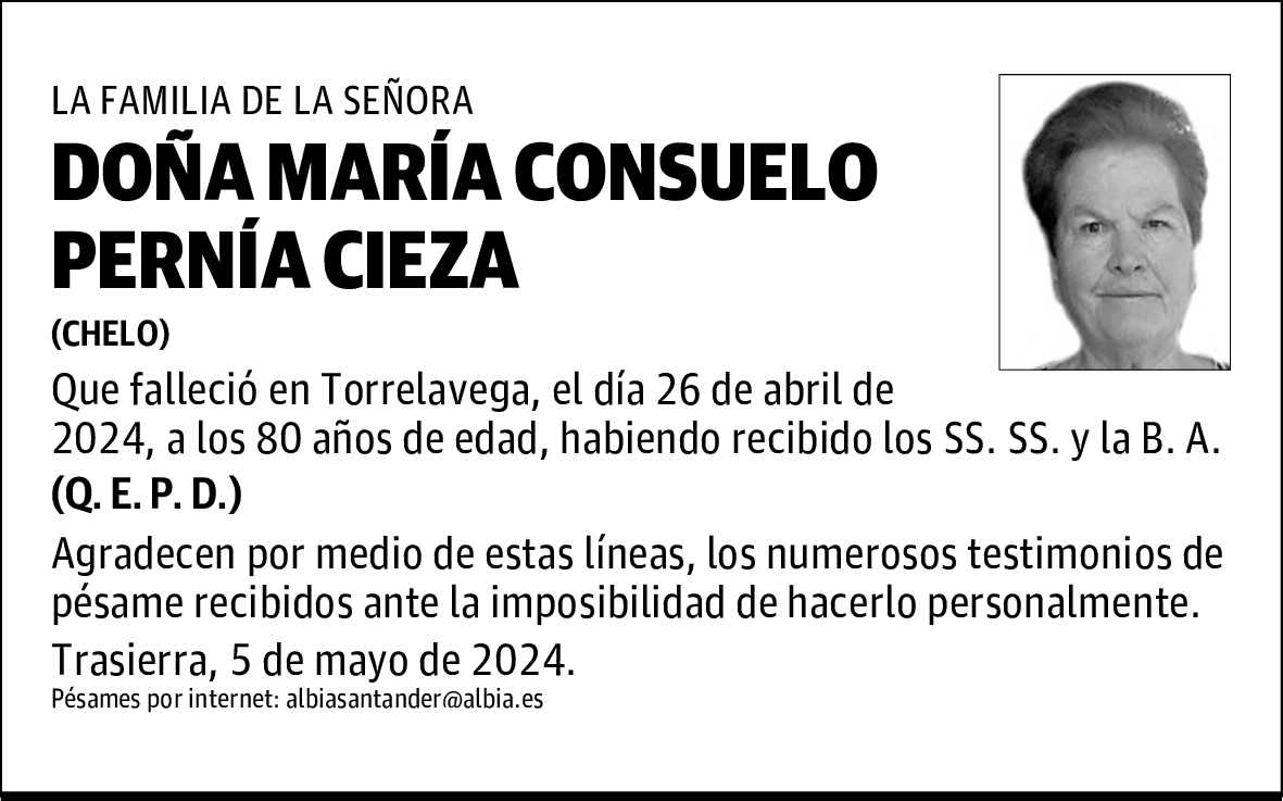 DOÑA MARÍA CONSUELO PERNÍA CIEZA