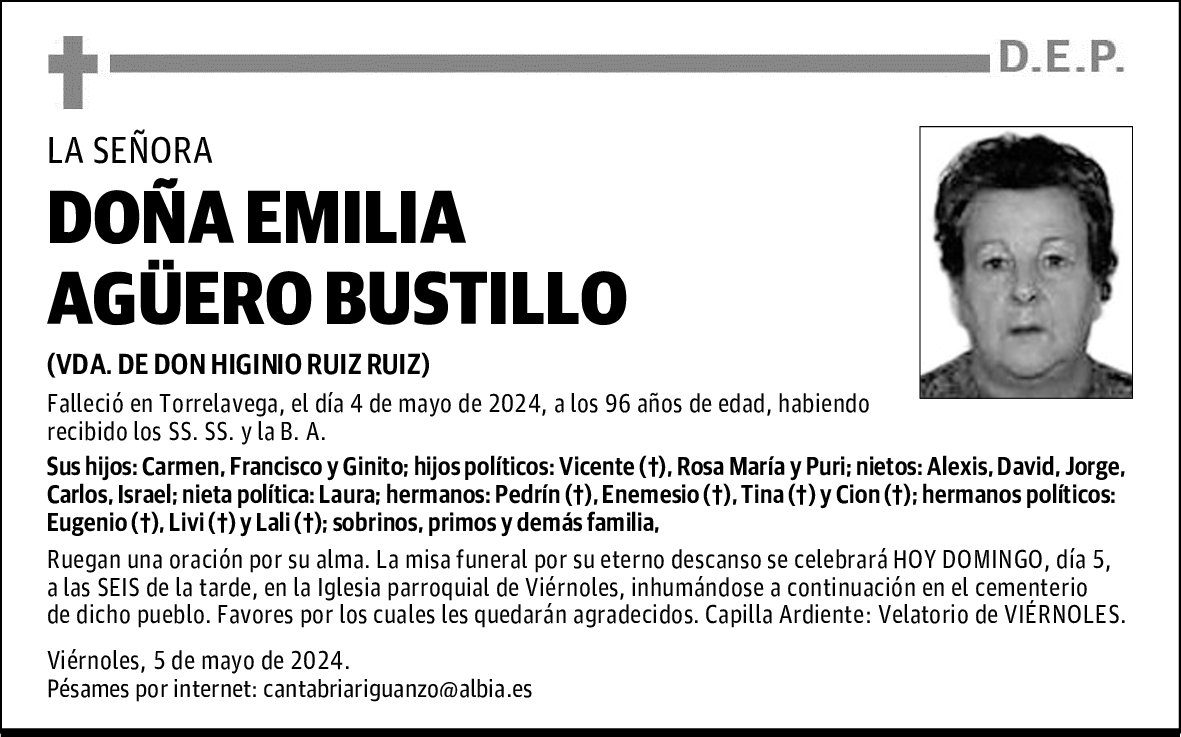 DOÑA EMILIA AGÜERO BUSTILLO