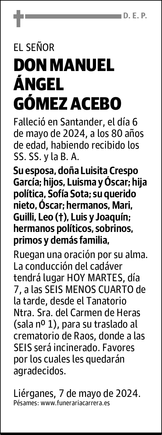 DON MANUEL ÁNGEL GÓMEZ ACEBO