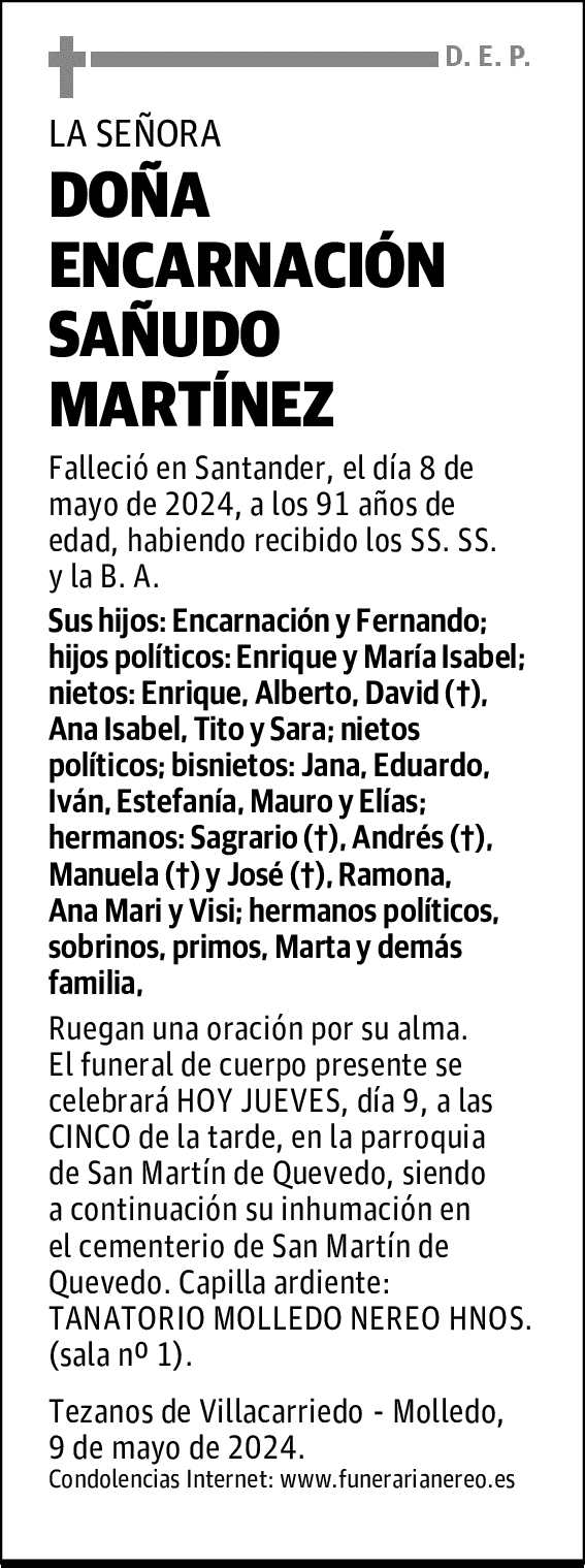 DOÑA ENCARNACIÓN SAÑUDO MARTÍNEZ