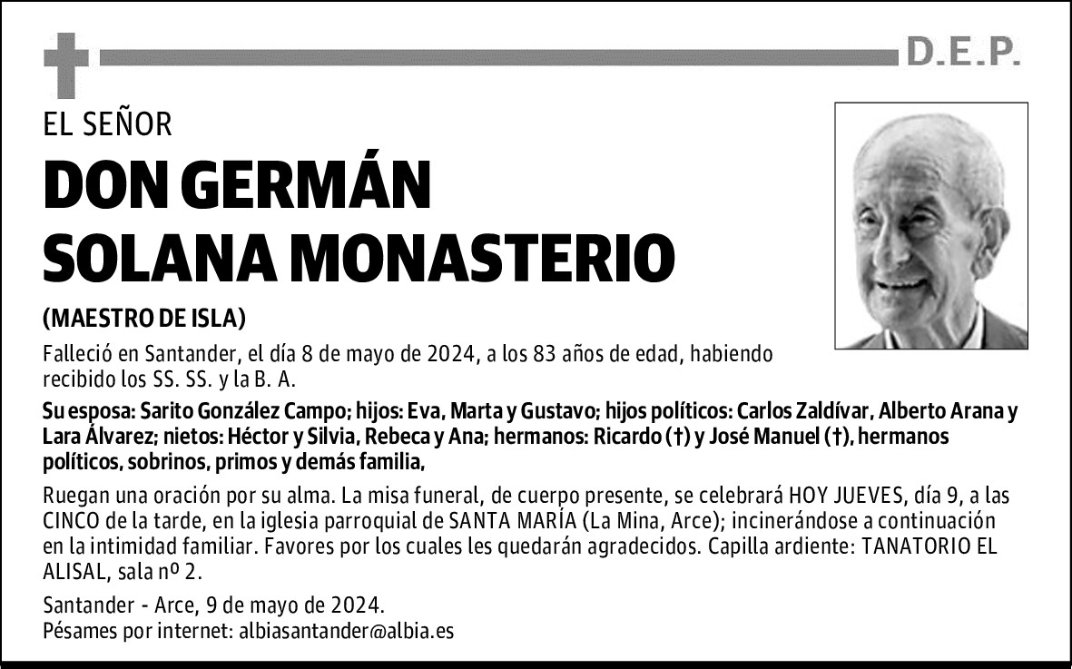 DON GERMÁN SOLANA MONASTERIO