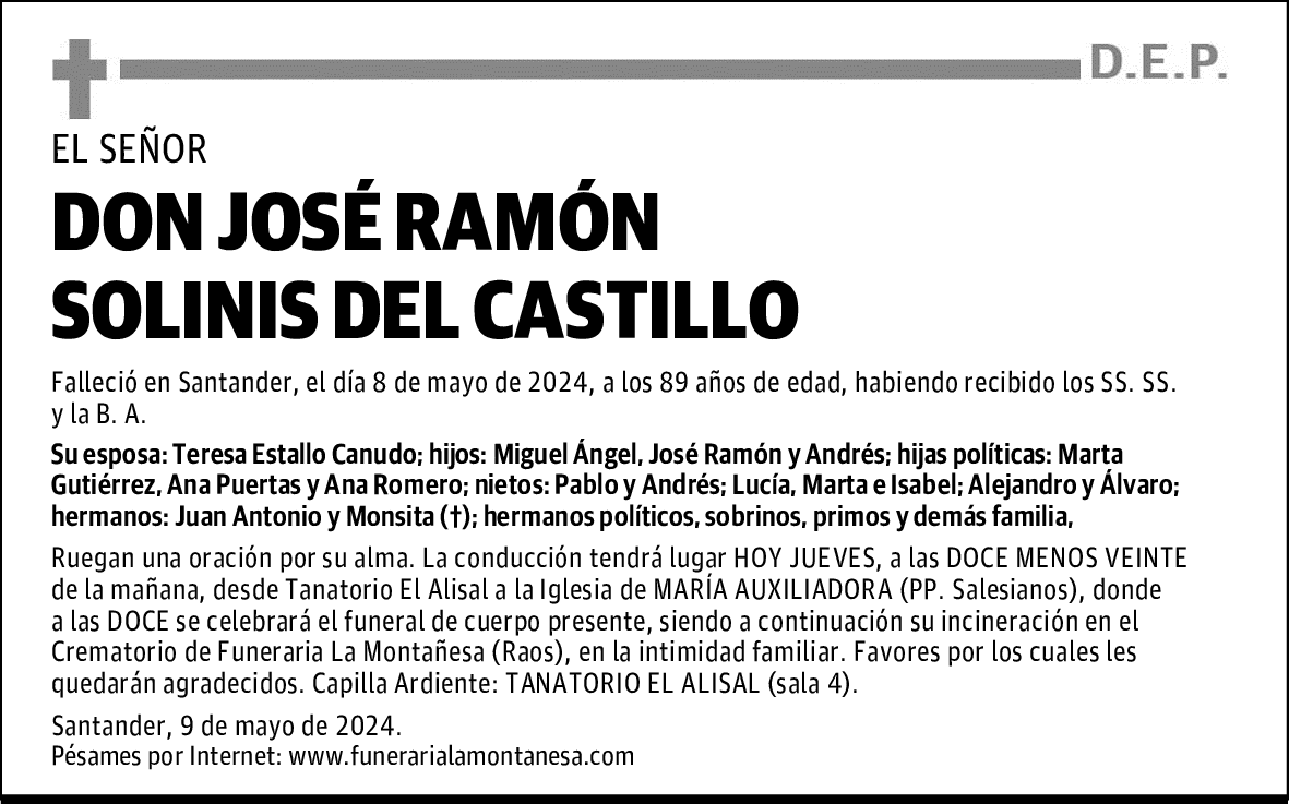 DON JOSÉ RAMÓN SOLINIS DEL CASTILLO