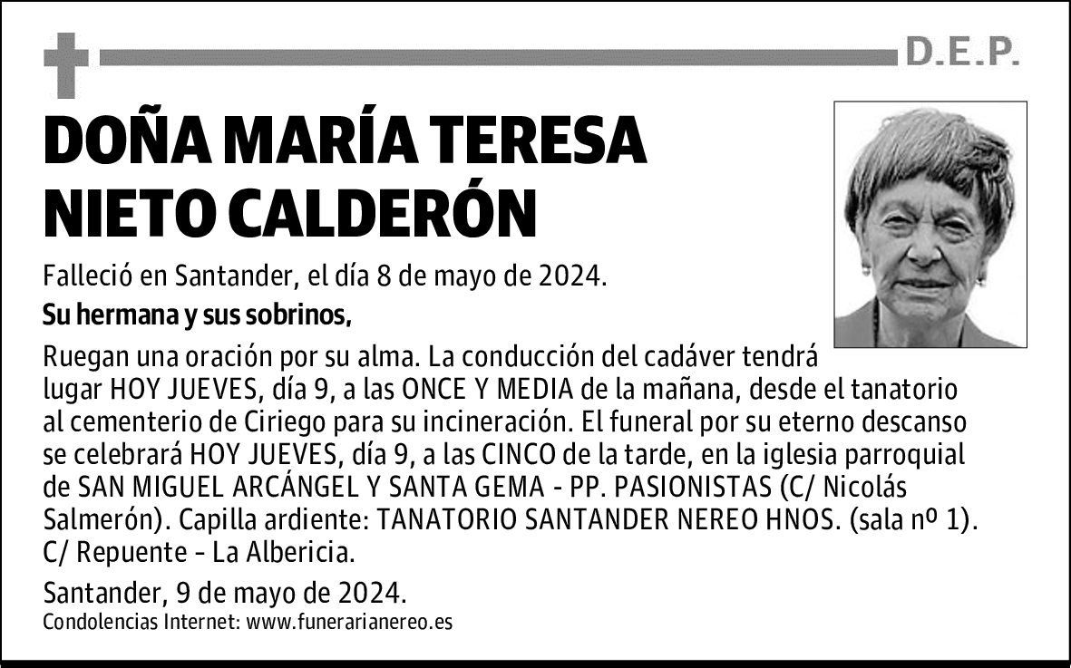 DOÑA MARÍA TERESA NIETO CALDERÓN