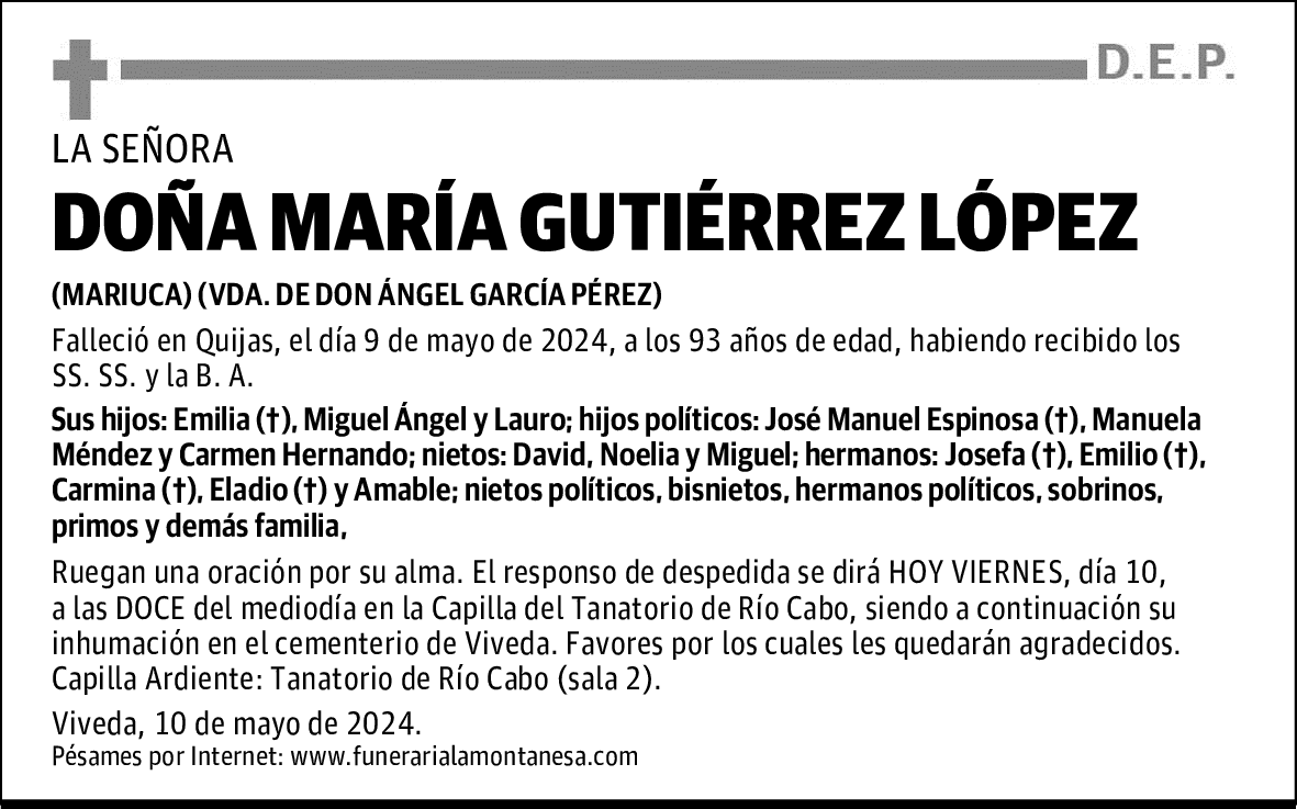 DOÑA MARÍA GUTIÉRREZ LÓPEZ