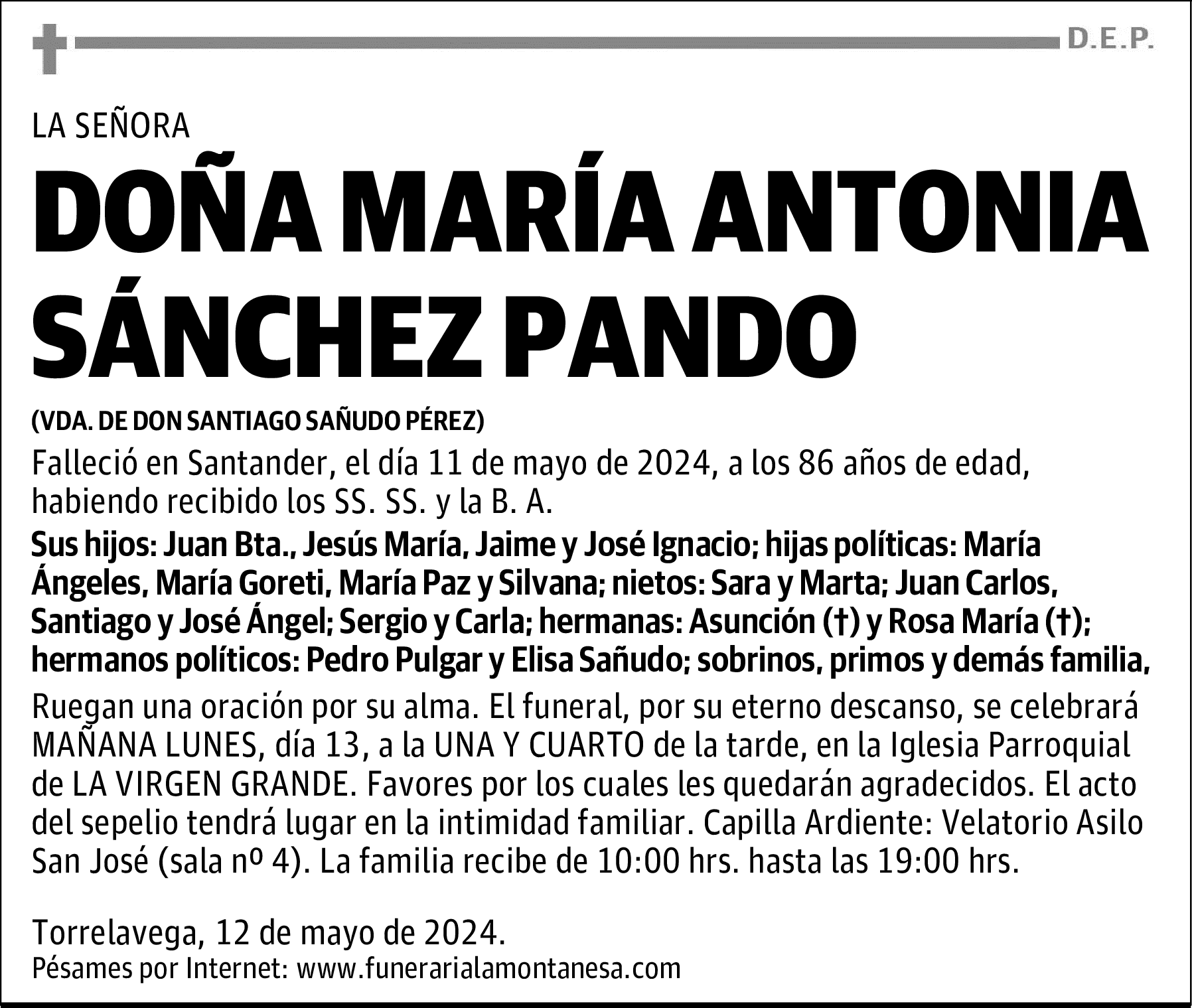 DOÑA MARÍA ANTONIA SÁNCHEZ PANDO