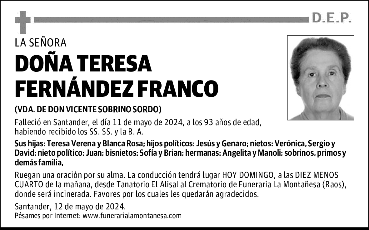 DOÑA TERESA FERNÁNDEZ FRANCO