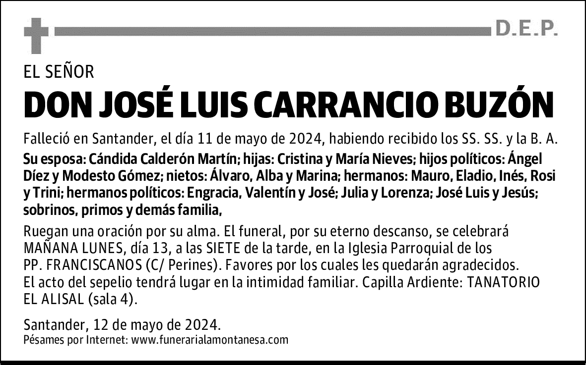 DON JOSÉ LUIS CARRANCIO BUZÓN
