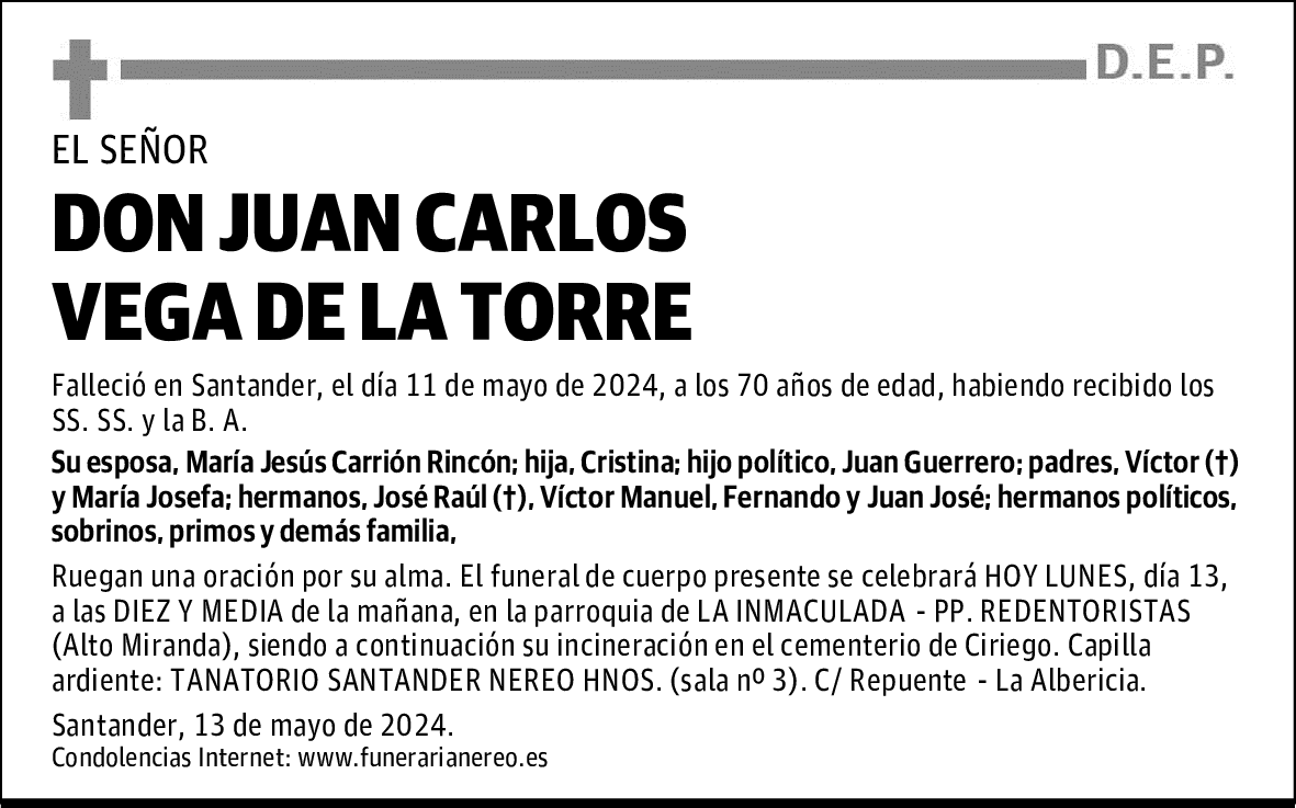 DON JUAN CARLOS VEGA DE LA TORRE