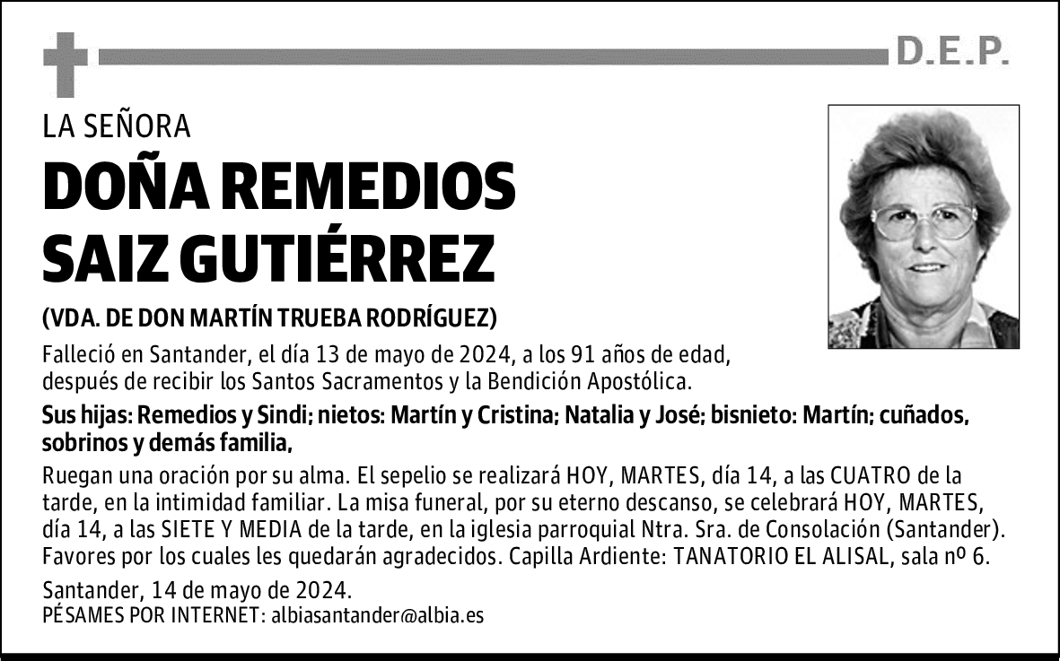 DOÑA REMEDIOS SAIZ GUTIÉRREZ