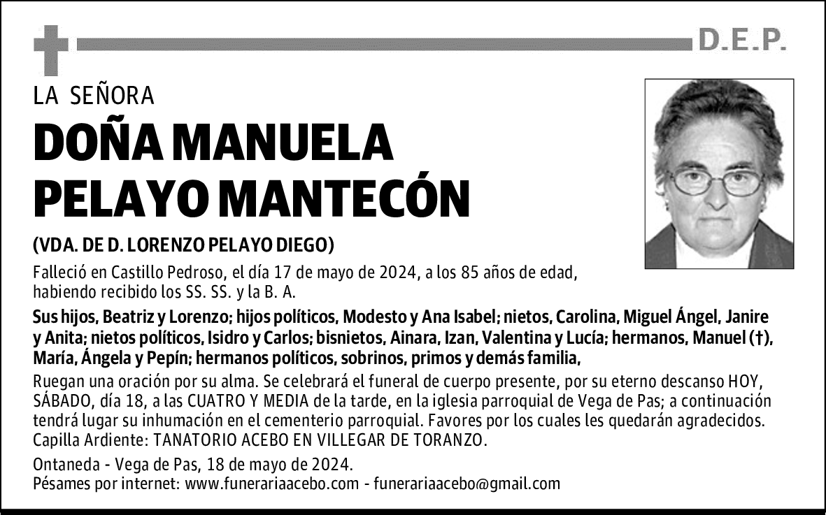 DOÑA MANUELA PELAYO MANTECÓN