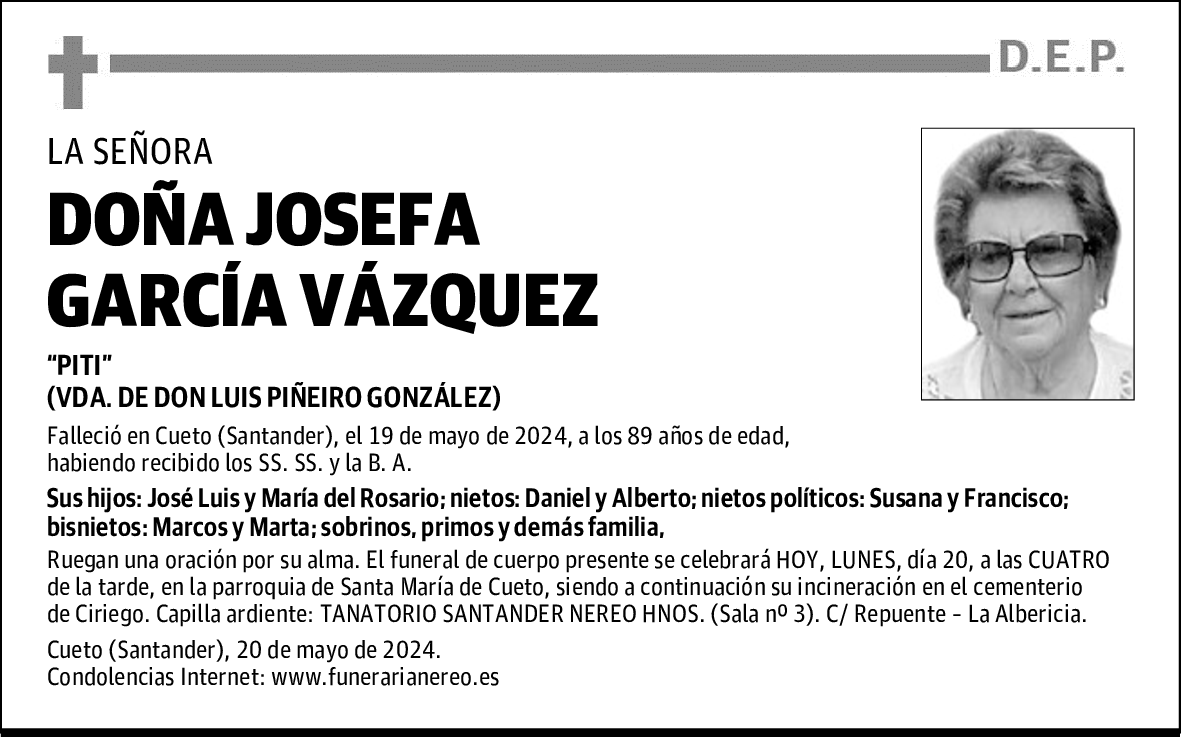 DOÑA JOSEFA GARCÍA VÁZQUEZ