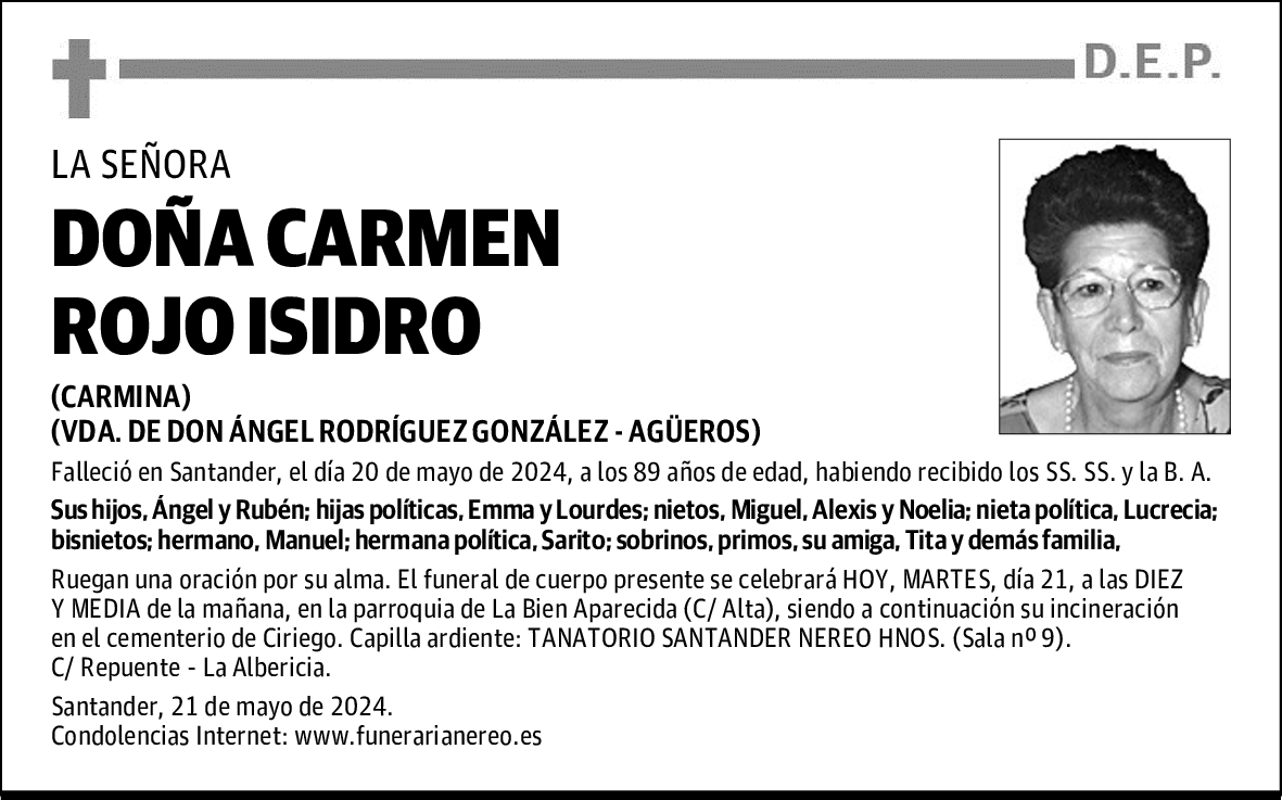 DOÑA CARMEN ROJO ISIDRO