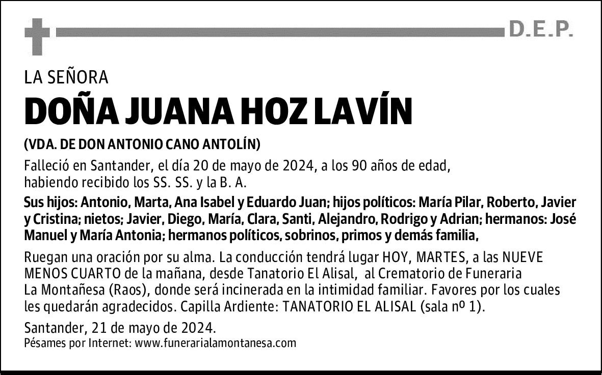 DOÑA JUANA HOZ LAVÍN