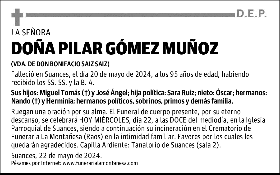 DOÑA PILAR GÓMEZ MUÑOZ