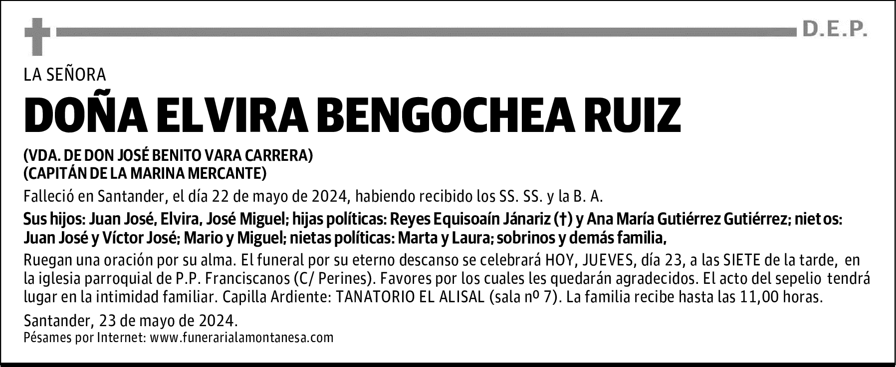 DOÑA ELVIRA BENGOCHEA RUIZ