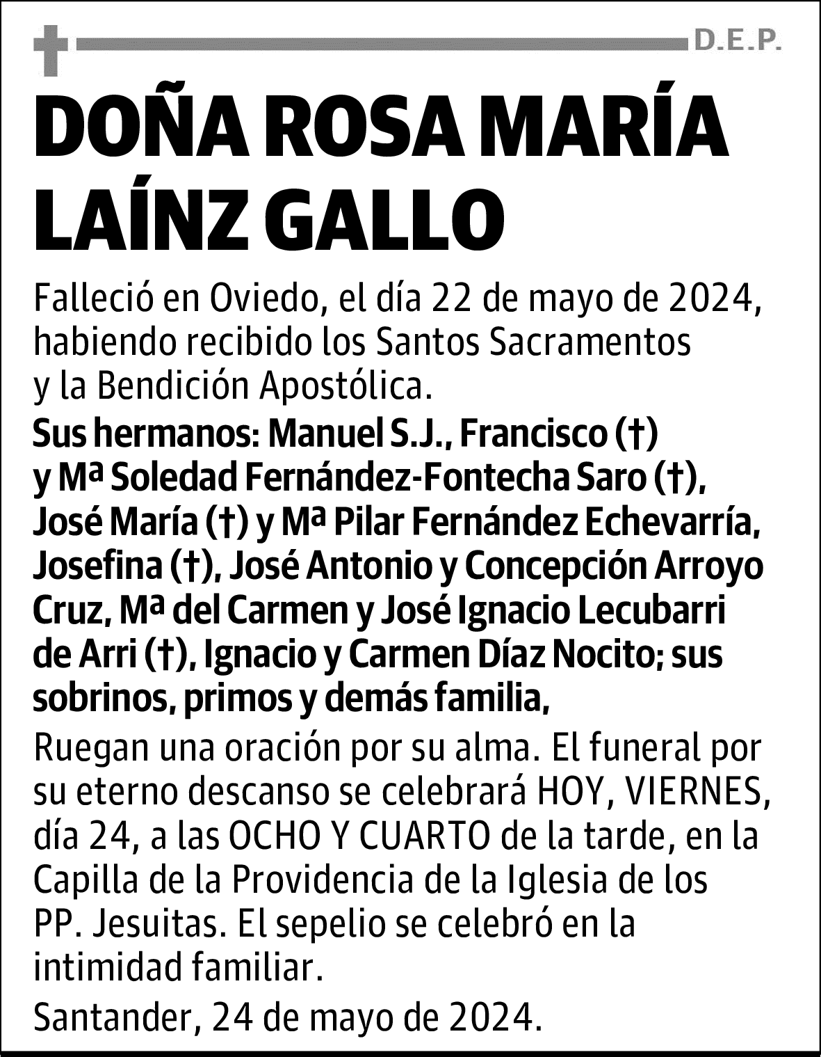 DOÑA ROSA MARÍA LAÍNZ GALLO