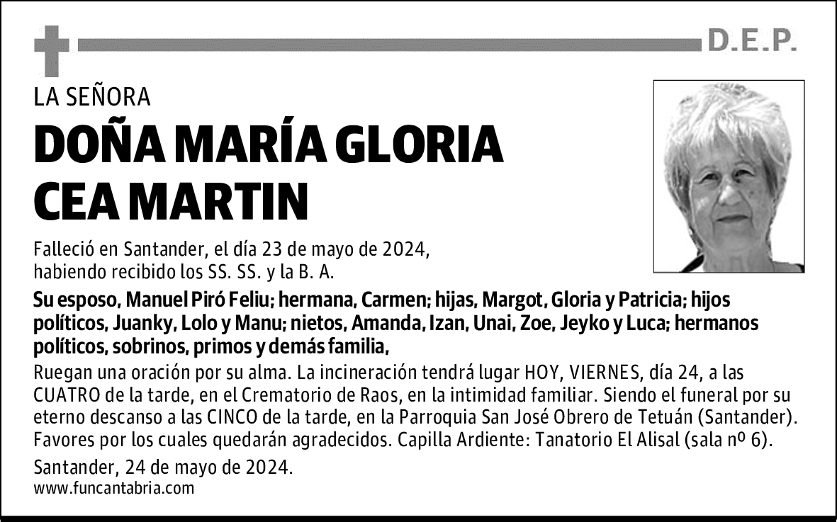 DOÑA MARÍA GLORIA CEA MARTIN