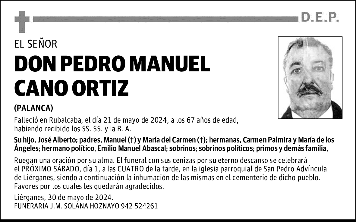 DON PEDRO MANUEL CANO ORTIZ