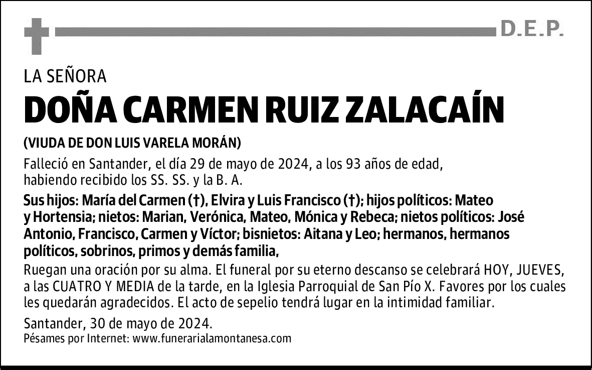 DOÑA CARMEN RUIZ ZALACAÍN