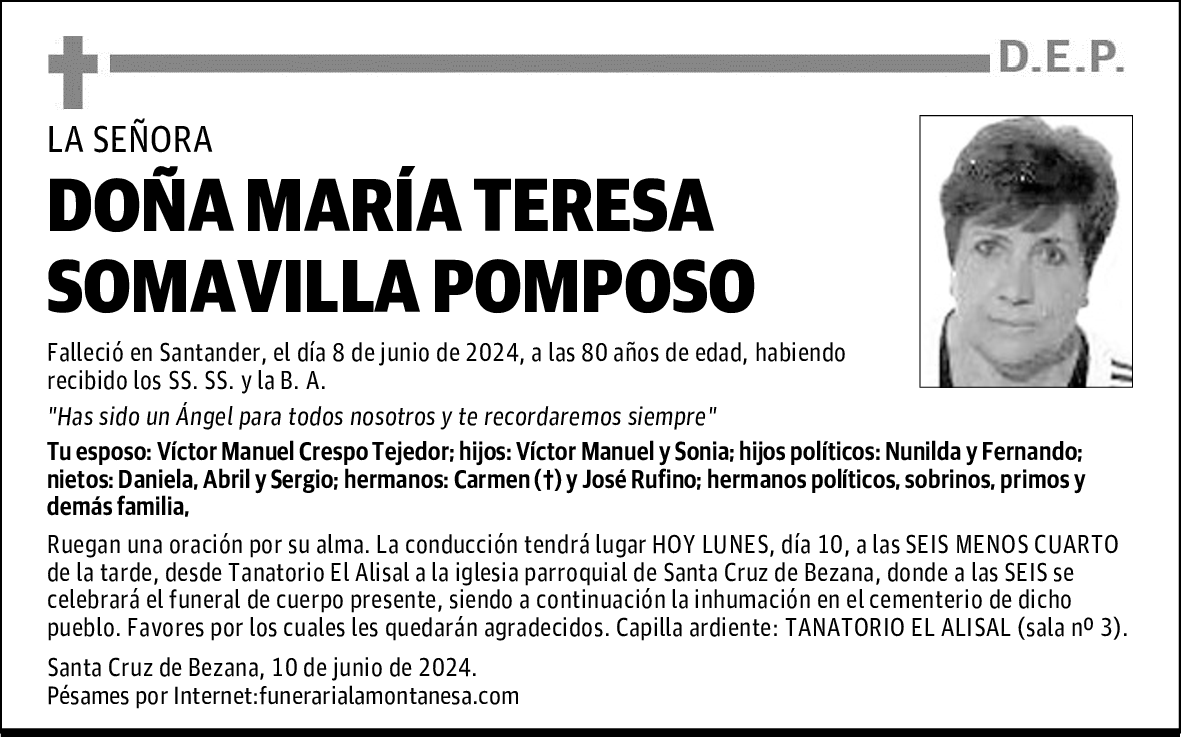 DOÑA MARÍA TERESA SOMAVILLA POMPOSO