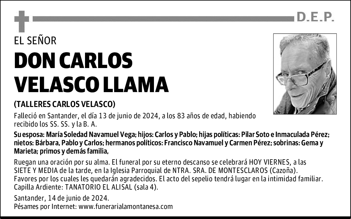 DON CARLOS VELASCO LLAMA