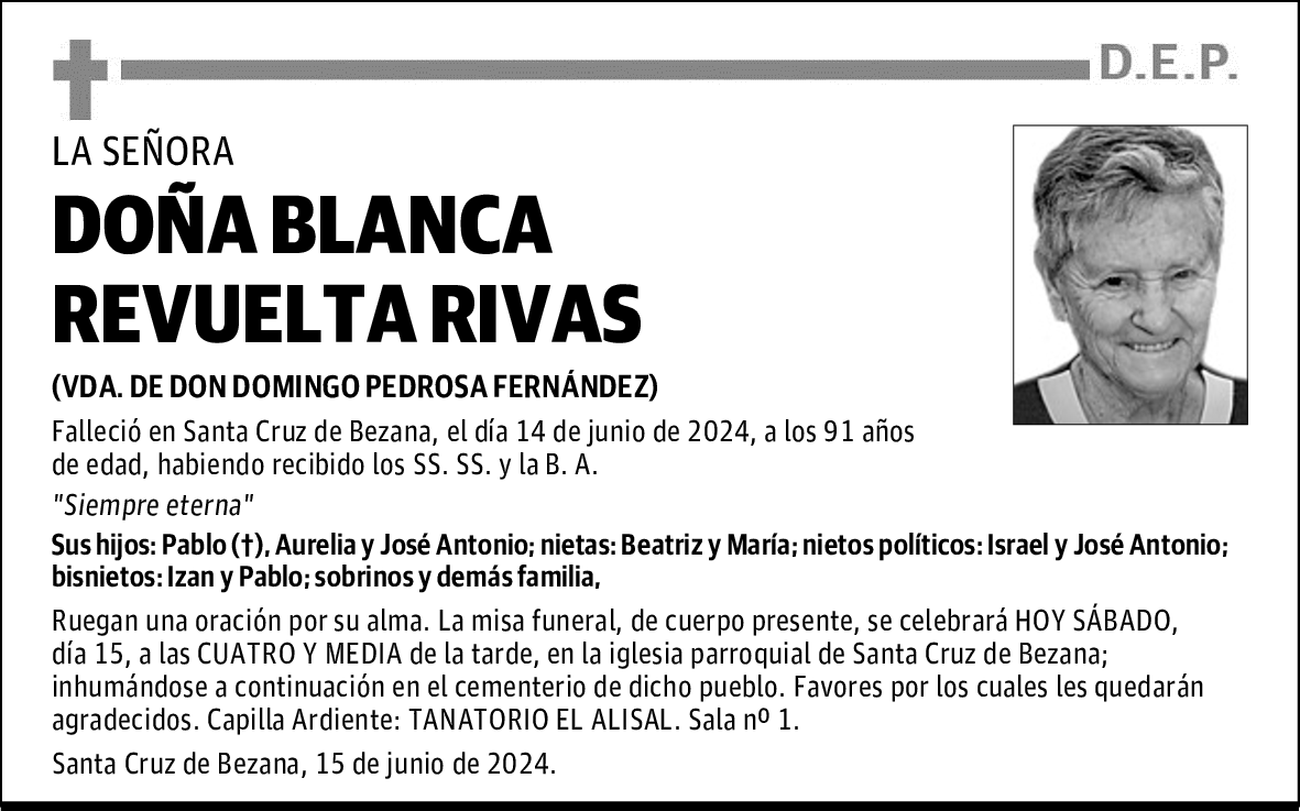 DOÑA BLANCA REVUELTA RIVAS