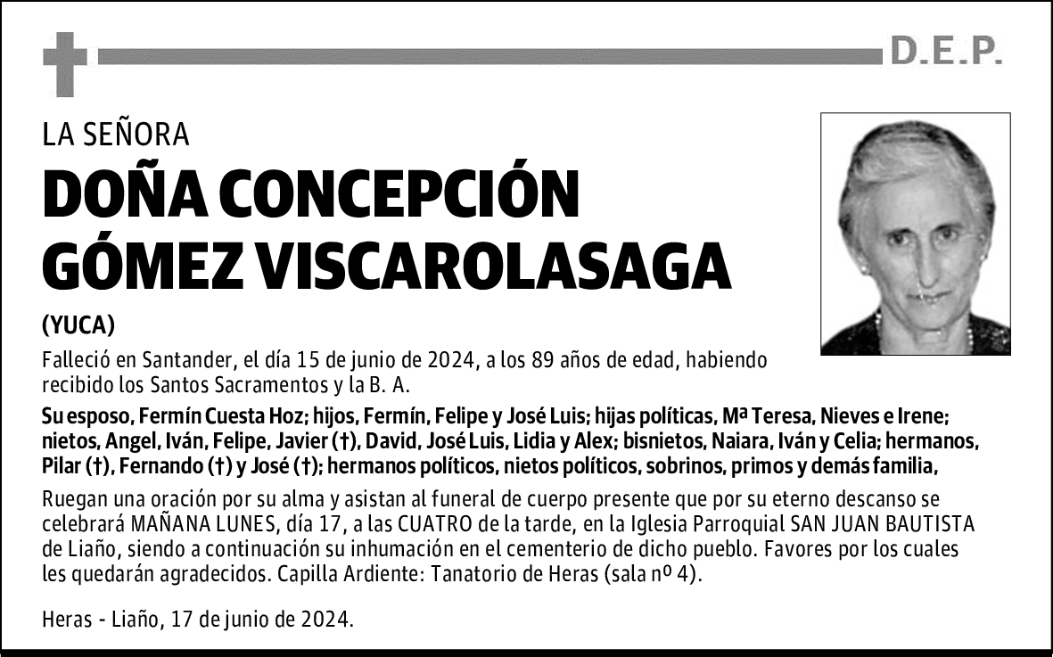 DOÑA CONCEPCIÓN GÓMEZ VISCAROLASAGA