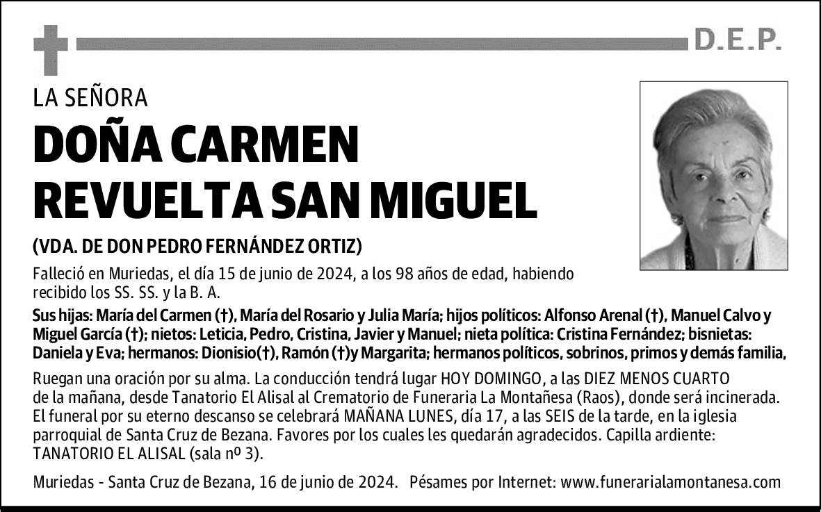 DOÑA CARMEN REVUELTA SAN MIGUEL