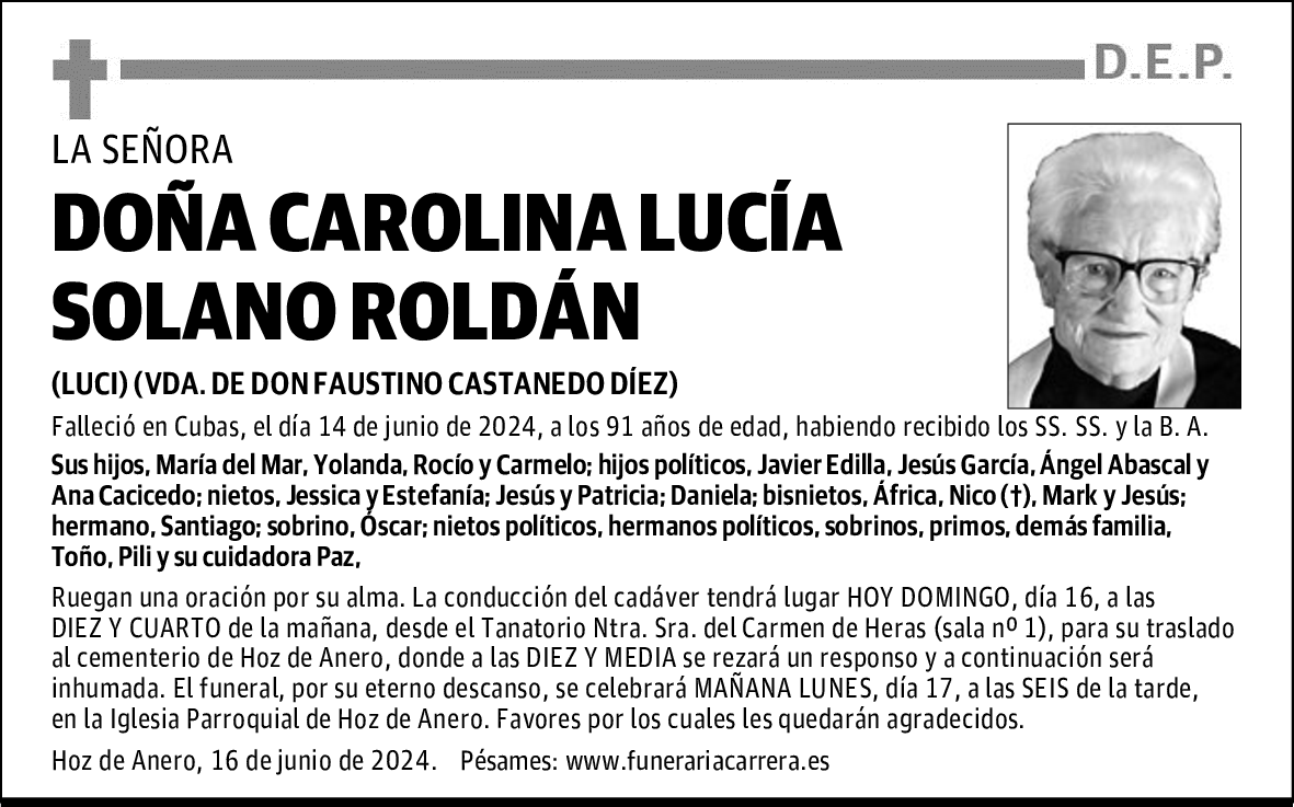 DOÑA CAROLINA LUCÍA SOLANO ROLDÁN