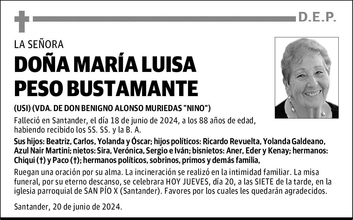 DOÑA MARÍA LUISA PESO BUSTAMANTE