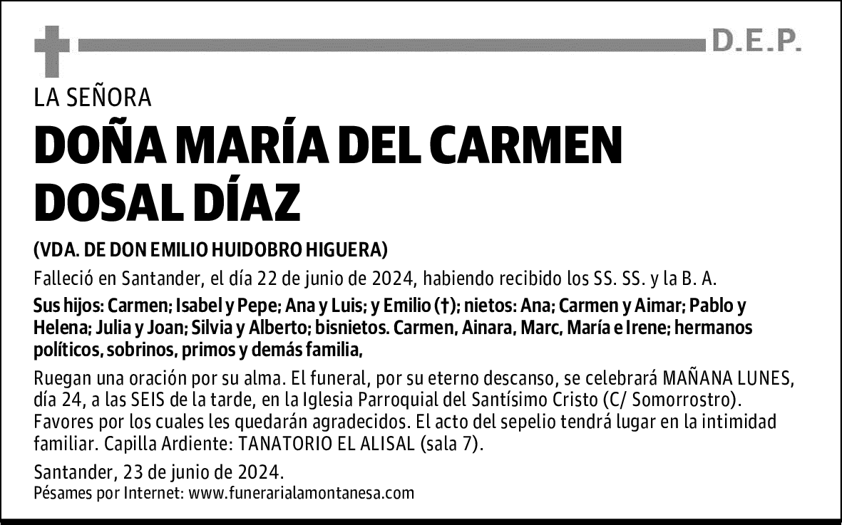 DOÑA MARÍA DEL CARMEN DOSAL DÍAZ