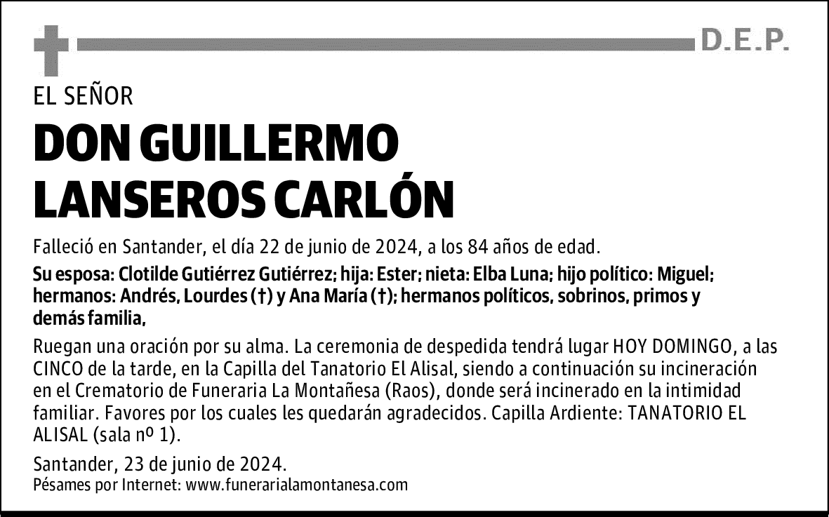 DON GUILLERMO LANSEROS CARLÓN