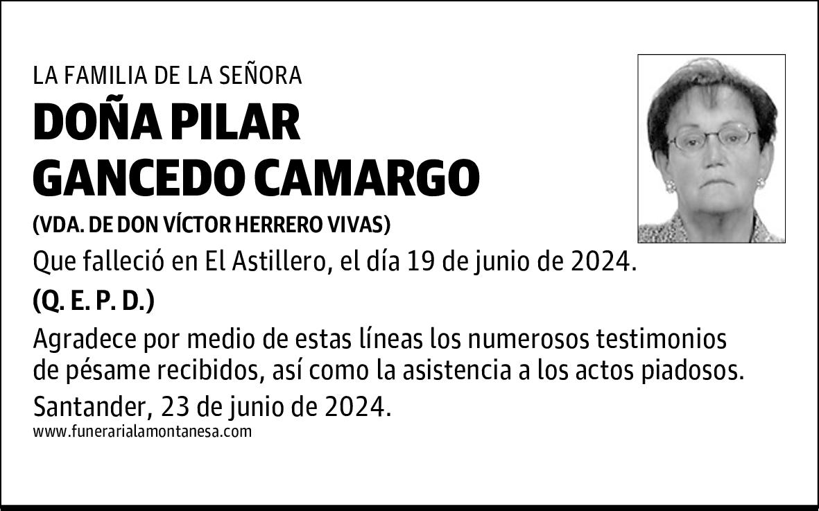 DOÑA PILAR GANCEDO CAMARGO