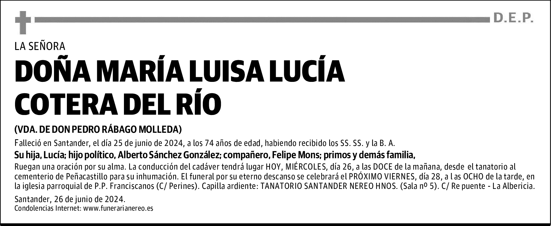 DOÑA MARIA LUISA LUCIA COTERA DEL RIO